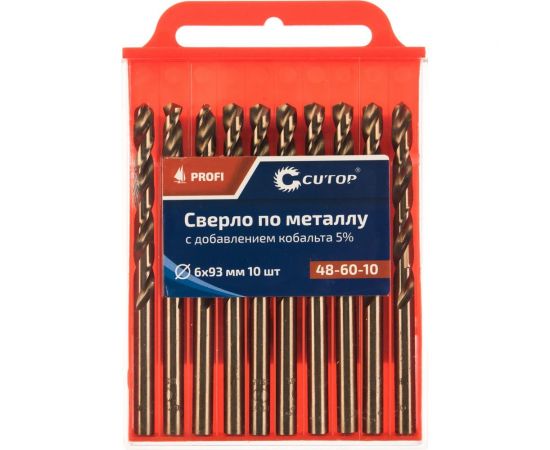 Сверло по металлу Profi (10 шт; 6х93 мм; Р6М5К5) CUTOP 48-60-10 