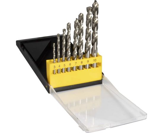 Набор сверл 8 шт, 3-10 мм, HSS 4241, пластиковый футляр ИНСТУЛС 00001518415 
