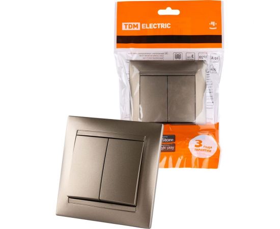 2-х клавишный выключатель TDM Лама 10А бронза SQ1815-0702 