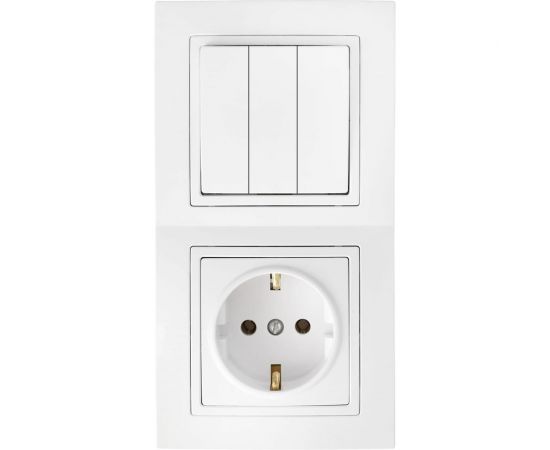 Блок Bylectrica, 3 выключателя + розетка с заземляющим контактом СУ, серия УЮТ, белый 3В-РЦ-731 