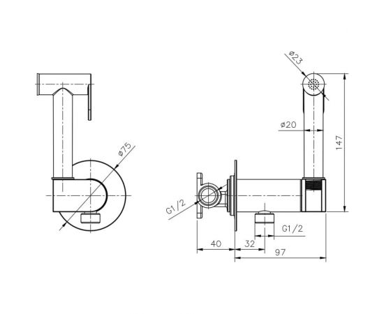 Встраиваемый смеситель c гигиеническим душем RUSH Capri CA1435-97 – изображение 2
