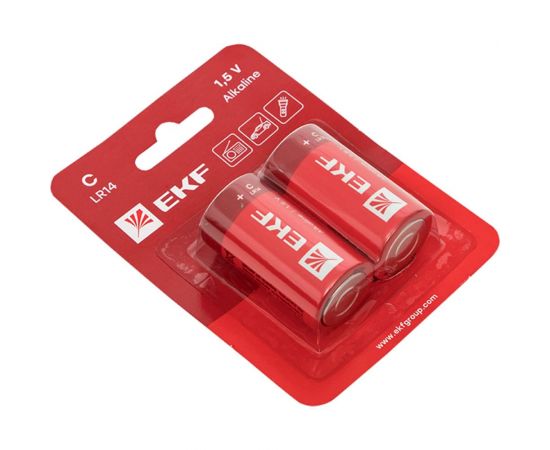 Алкалиновая батарейка EKF типа C(LR14) блистер 2шт. LR14-BL2 – изображение 2