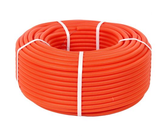 Гофрированная труба Промрукав ПНД тяжёлая 750 Н безгалогенная HF оранжевая с/з д16 100м PR.021641о – изображение 2