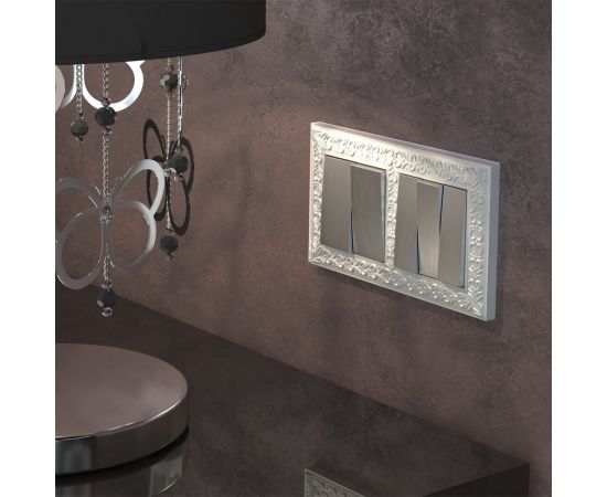 Двухклавишный выключатель WERKEL W1120009 (cеребряный рифленый) a051355 – изображение 2