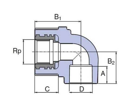 Колено WAVIN EKOPLASTIK настенное PP-R 20x1/2 РВ, для гипсокартона, EK SNKS020SXX – изображение 2