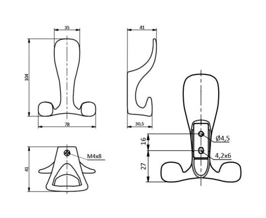 Мебельный крючок GTV TOLEDO A инокс WZ-TOLED-A0-06 – изображение 2