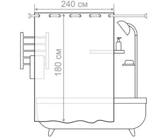 Занавеска для ванной комнаты MY SPACE Quadro (12 люверсов) 180x240 PEVA EV180240003 – изображение 6