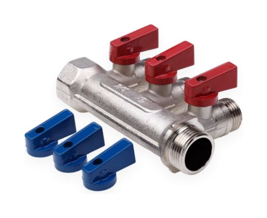 Резьбовой коллектор с кранами AQUALINK вн-нар 3/4, 1/2х4 2426 