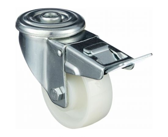 Колесо поворотное с отверстием 12 мм и тормозом ( 80 мм; подшипник скольжения; грузоподъемность 200 кг; полиамид) СТЕЛЛА-ТЕХНИК N45080PNYDB 