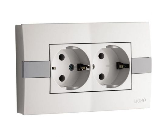 2-я розетка MONO ELECTRIC Eco, с заземлением, белый/белый 101-010104-120 