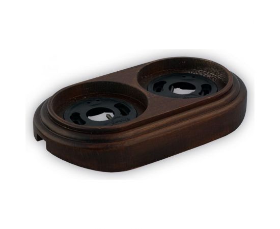 Двойная рамка Retrika, ретро темный дуб, лак, на бревно RD-02223 