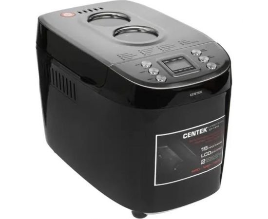 Хлебопечка Centek большой объем 1500 г, 860 Вт, 15 программ, таймер, LCD, окошко CT-1415 Black – изображение 2