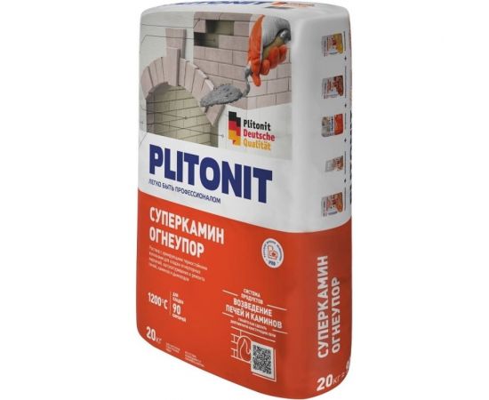 Универсальный термостойкий раствор для кладки огнеупорных кирпичей PLITONIT СуперКамин Огнеупор - 20 20 кг 7493 – изображение 2