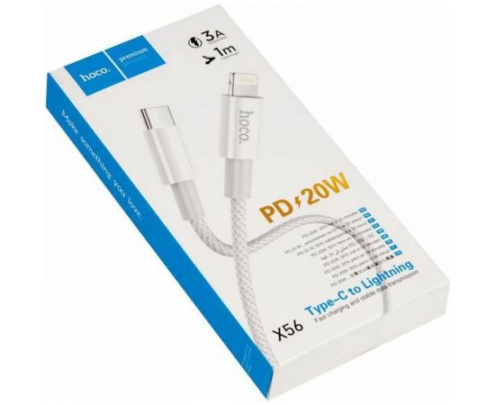 Кабель Type-C Hoco X56 для Lightning, PD20, 3.0A, длина 1м, белый 796375 – изображение 3
