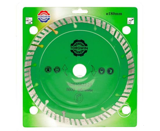 Алмазный диск турбо сегмент 180х10х22.23 мм TORGWIN 106AG-TG18022ТС – изображение 3