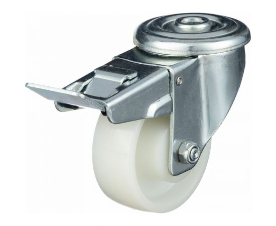 Колесо поворотное с отверстием 12 мм и тормозом ( 80 мм; подшипник скольжения; грузоподъемность 200 кг; полиамид) СТЕЛЛА-ТЕХНИК N45080PNYDB – изображение 5