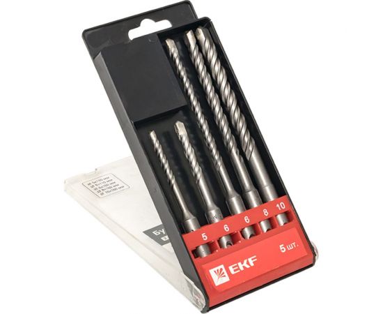 Набор буров по бетону SDS-plus 5/110, 6/110, 6/160, 8/160, 10/160 мм, 2 резца, Master EKF db-h5-2x4 – изображение 6