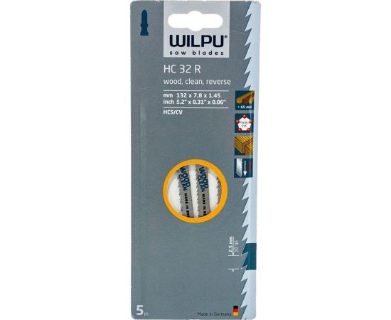 Пилка по дереву HC 32 R (5 шт; 132х7.8х1.45 мм; 105 мм; 10 TPI; HCS/CV) WILPU 212400005 – изображение 9