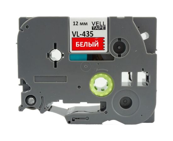 Лента Vell VL-435 Brother TZE-435, 12 мм, белый на красном, для PT 1010/1280/D200/H105/E100 320081 