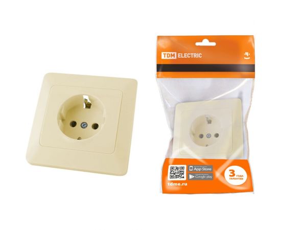 Розетка TDM 2П+З 16А 250В слоновая кость Ильмень SQ1823-0110 