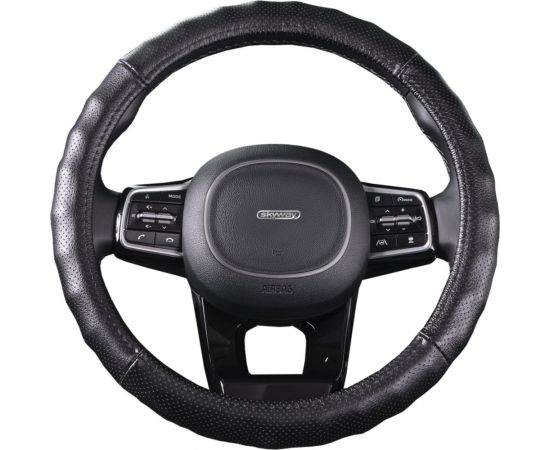 Оплетка SKYWAY Real-4 М, черная, натуральная кожа S01108007 