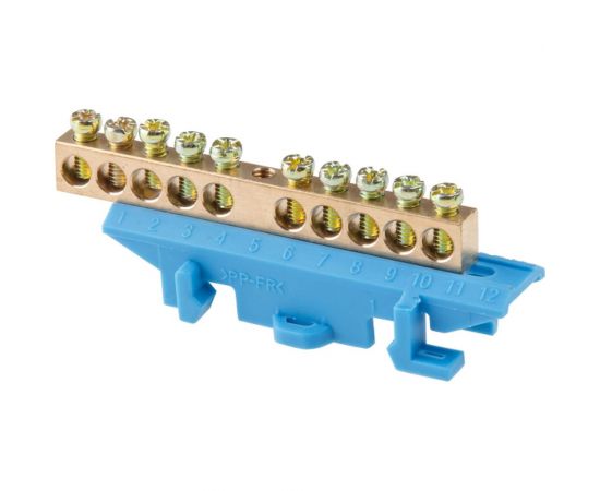 Шина N нулевая ЮПИТЕР c изолятором на DIN-рейку 6x9мм 10 групп большая стойка JP7209-03 