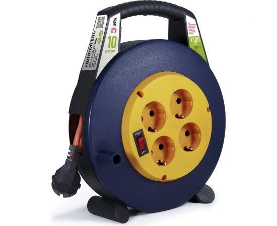 Силовой удлинитель ЭРА BPx-4e-3x0,75-10m в закрытом корпусе, с заземлением 4 розетки 10м ПВС, Б0052925 