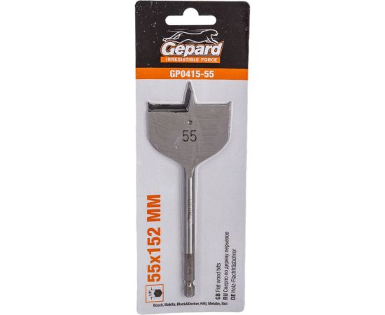 Сверло перьевое по дереву 55x152 мм Gepard GP0415-55 