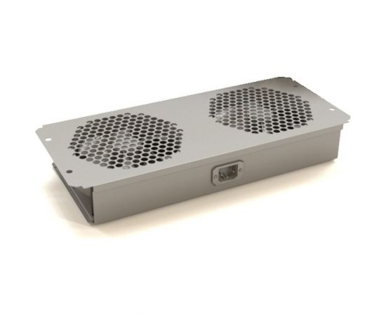 Потолочный модуль с 2-мя вентиляторами Hyperline для установки в шкафы серий TTB, TTR, TWB, TWL, цвет серый (RAL 7035) 451715 