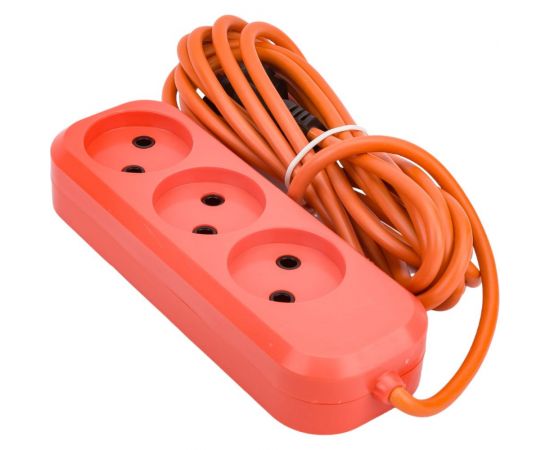 Сетевой удлинитель МПП УДЛИНИТЕЛЬ У-3-3, 1300 Вт, 6А, 3гнезда, 3 м, без заземления, оранжевый, ПВС, 2x0,75 999000000003701 – изображение 2