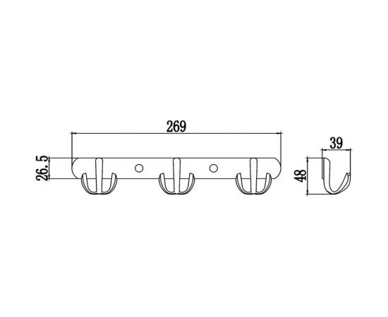 Планка с крючками Savol 3 крючка S-07203B 24038 – изображение 2