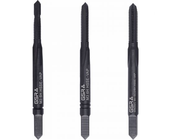 Ручные метчики GSR M3х0,5 HSSE-VAP DIN352 6H набор 3 шт для нержавейки B00813130 – изображение 2