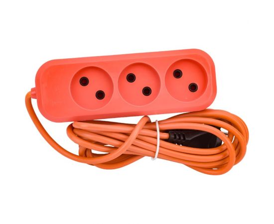Сетевой удлинитель МПП УДЛИНИТЕЛЬ У-3-3, 1300 Вт, 6А, 3гнезда, 3 м, без заземления, оранжевый, ПВС, 2x0,75 999000000003701 – изображение 3