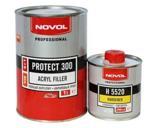 Грунт Novol PROTECT 300 MS 2К акриловый банка 1л с отвердителем 0.2л белый 37031 – изображение 3