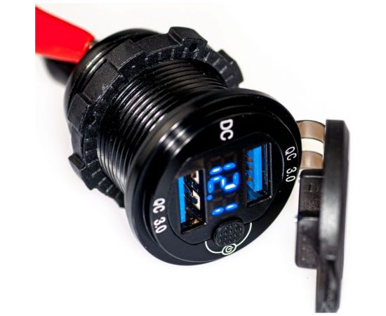 Разъем Usb в авто Pro Legend врезные, 12-24 В, 2USB, круглый QC3.0 + вольтметр PL9370 – изображение 3