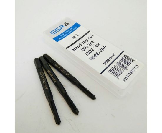 Ручные метчики GSR M3х0,5 HSSE-VAP DIN352 6H набор 3 шт для нержавейки B00813130 – изображение 7