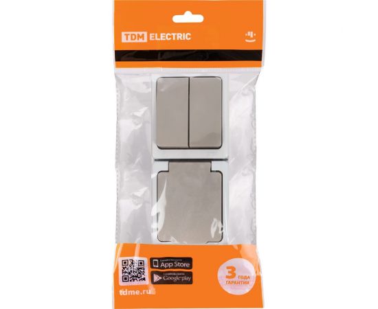 Комбинированный вертикальный блок TDM выключатель 2-кл+ розетка Вуокса SQ1803-0013 – изображение 7