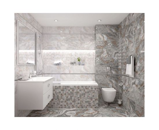 Керамическая настенная плитка LAPARET Gray светлый, 25x75 см, 1.69 кв. м, 9 плиток в упаковке х9999219625 – изображение 8