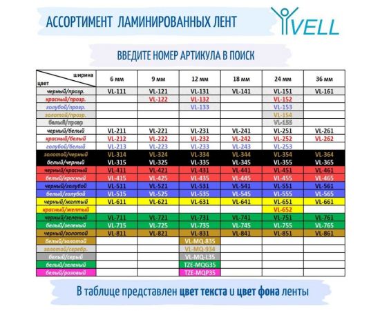 Лента Vell VL-335 Brother TZE-335, 12 мм, белый на черном, для PT 1010/1280/D200/H105/E100 320108 – изображение 9