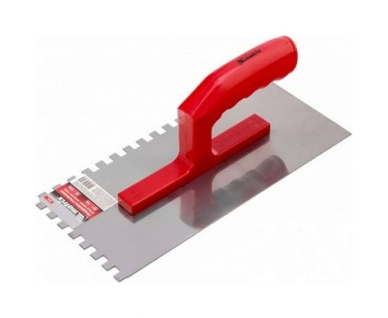 Гладилка стальная, 280 х 130 мм, зеркальная полировка, пластмассовая ручка, зуб 8 х 8 мм MATRIX 86778 