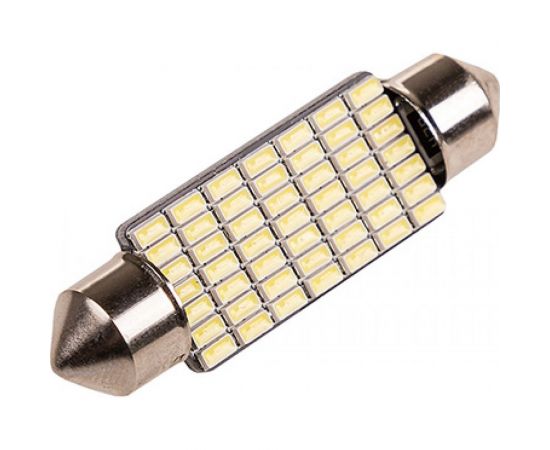 Автолампа диод SKYWAY T11 C5W 49 SMD диодов 1-контурная 41мм обманка белая S08201405 