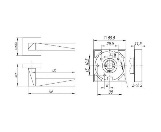Раздельная ручка Fuaro DIAMOND DM SN/CP-3 матовый никель/хром 33101 – изображение 2