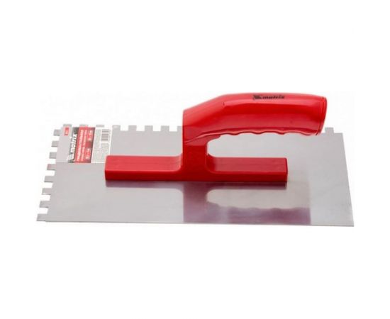 Гладилка стальная, 280 х 130 мм, зеркальная полировка, пластмассовая ручка, зуб 8 х 8 мм MATRIX 86778 – изображение 3