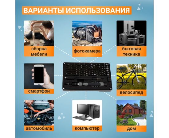 Отвертка с битами для точных работ KRANZ RA-05 CR-V, 106 предметов KR-12-4755 – изображение 5