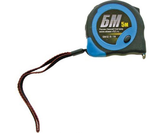 Рулетка БМ Велюр 5 м, с двумя фиксаторами, 5x19 мм 01233 