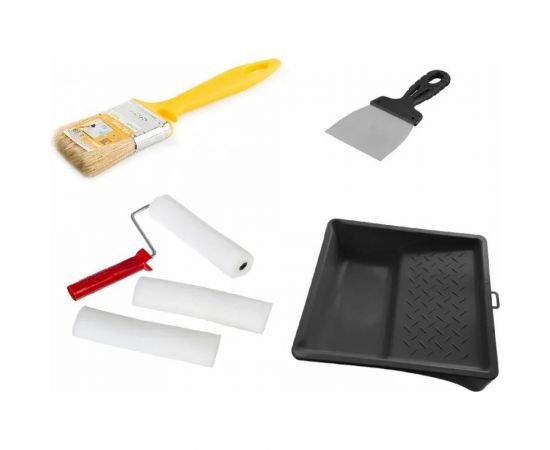 Малярный набор Мелодия цвета шпатель 100 мм, валик поролон, ванночка 330x350 мм, кисть Эмали НАБ/МАЛ 