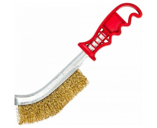 Щетка по металлу BEOROL латунная, пластиковая ручка, витая проволока 245316 