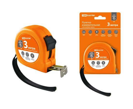 Рулетка TDM длина 3 м, стальная лента, ширина 16 мм, пластиковый корпус, ""Гранит"" SQ1018-0101 – изображение 2