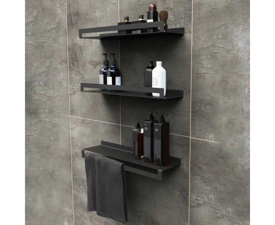 Набор №1 полка для бутылок (2 шт) и с полотенцесушителем (1 шт) Граф Держалкин horizon1 черный H1-trio-ч – изображение 2