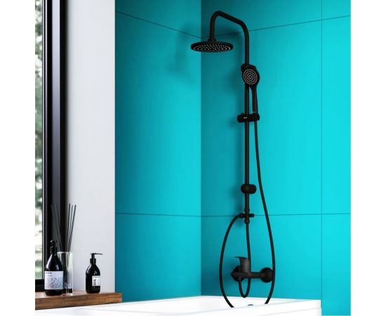 Душевая система с тропическим душем Dorff Comfort, ручной душ 1F, цвет черный D0708000BL – изображение 3